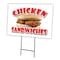 Signmission Chicken Sandwiches Yard Sign & Stake outdoor plastic coroplast window, C-1824 Chicken Sandwiches C-1824 Chicken Sandwiches - alternate 1